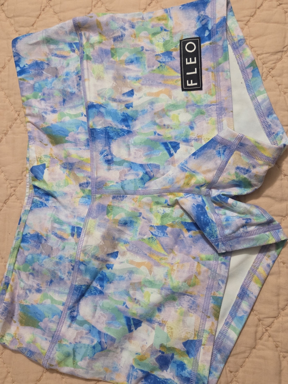 Fleo Women's Athletic Shorts - Blue, Purple, Green Print